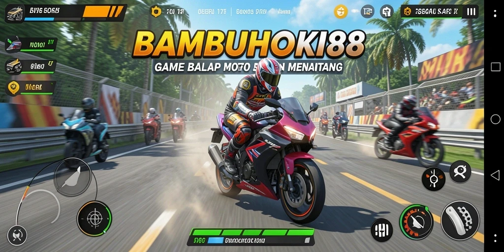 Gameplay seru di BAMBUHOKI88 dengan balapan motor yang mendebarkan.