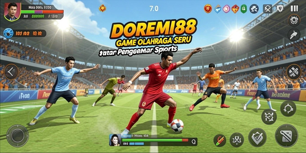 Screenshot DOREMI88 menampilkan pemain beraksi dalam pertandingan olahraga yang seru.