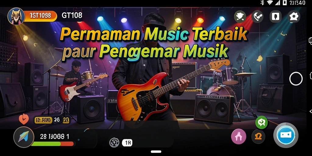 Gameplay seru GT108 dengan berbagai pilihan lagu musik.