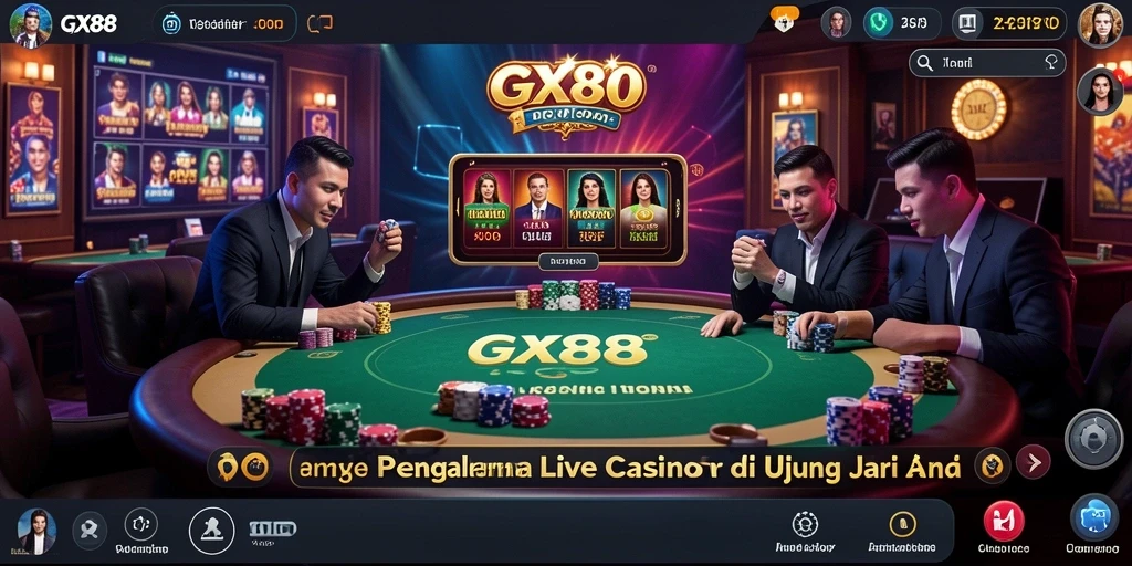 Screenshot saat bermain Live Casino di GX88 dengan dealer langsung.