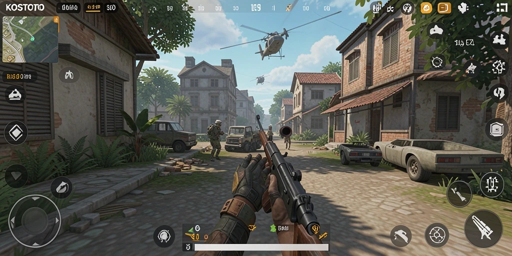 Screenshot utama KOSTOTO menunjukkan gameplay simulasi yang menarik.