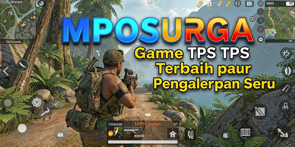 Screenshot utama MPOSURGA menampilkan aksi tempur yang intens dalam gameplay TPS.