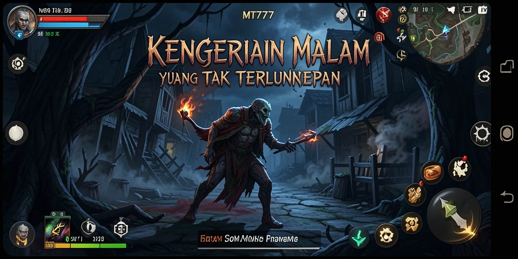Tampilan gameplay menakutkan dari MT777 di lingkungan gelap.