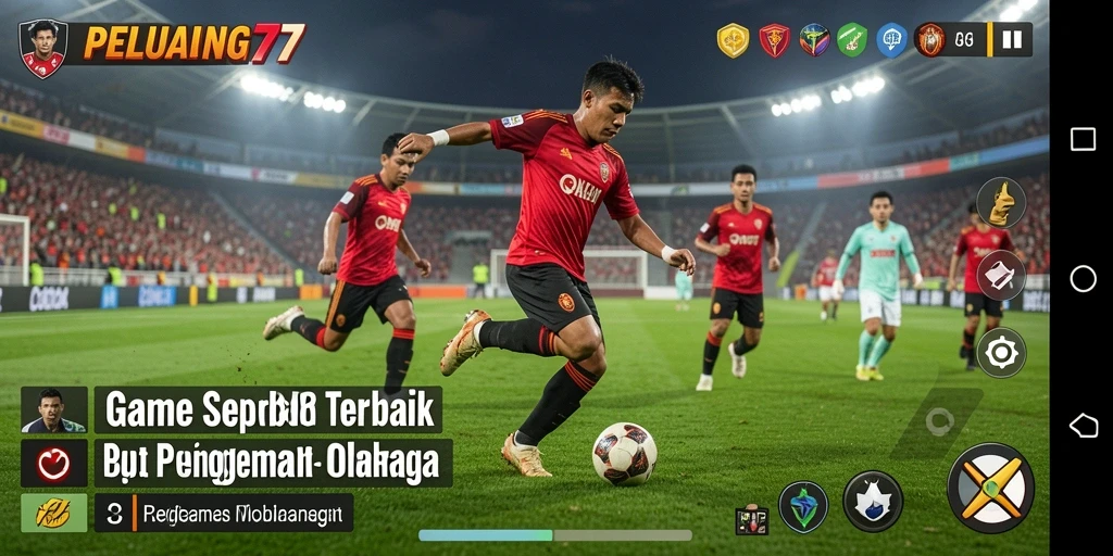 Screenshot PELUANG77 menunjukkan aksi seru dalam permainan sepak bola.