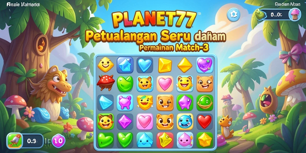 Tangkapan layar gameplay PLANET77 yang menampilkan keseruan mencocokkan bentuk.
