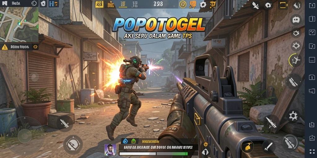 Tampilan aksi mendebarkan dalam game TPS POPOTOGEL.