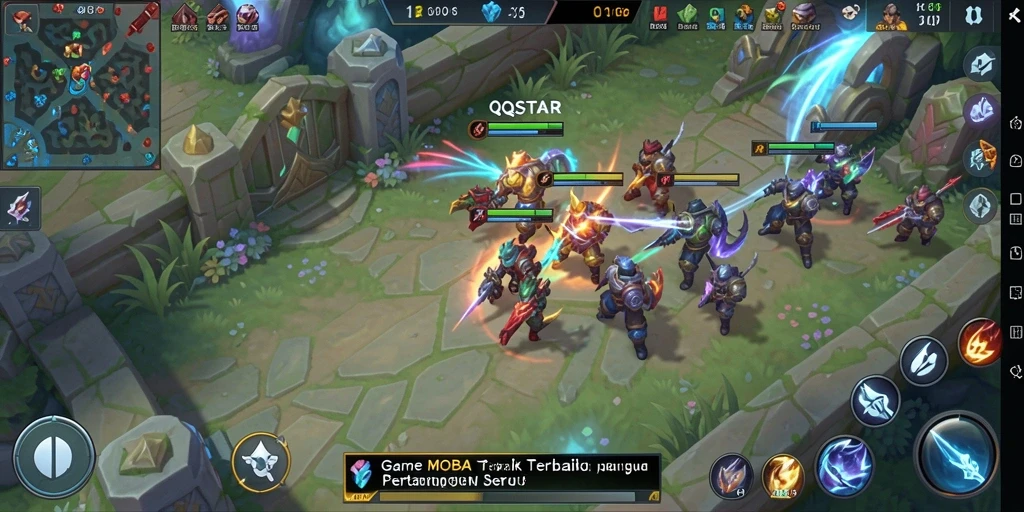 Tangkapan layar gameplay seru dari game MOBA QQSTAR.