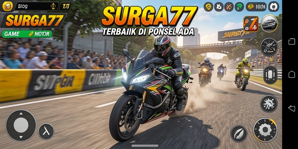 Screenshot SURGA77 menunjukkan serunya balapan motor di berbagai trek.