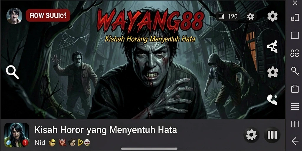 Screenshot gameplay WAYANG88 menampilkan suasana menyeramkan yang menggugah adrenalin.