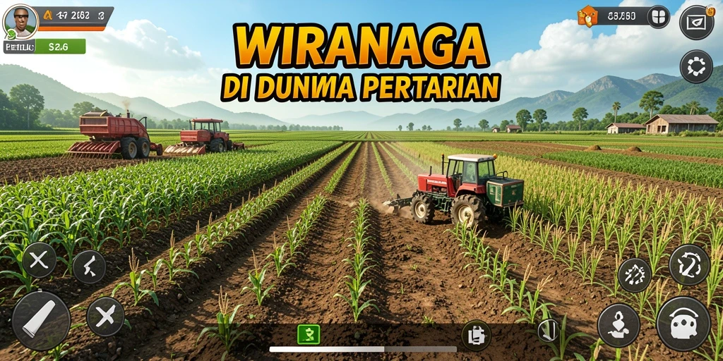 Gambaran gameplay menarik dalam WIRANAGA dengan elemen pertanian yang kaya.